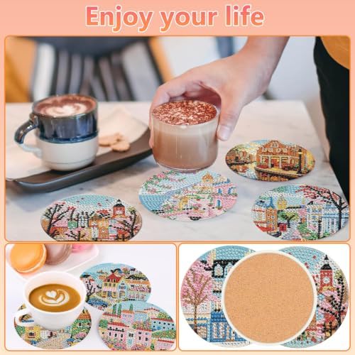 Landscape Diamond Art Coasters Kit for Adults, Diamond Painting Coasters - Image 4