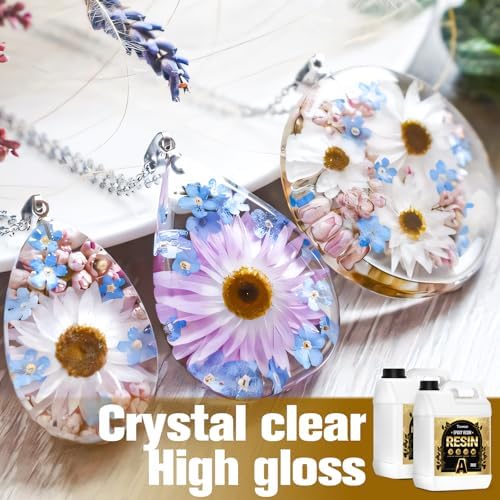Teexpert Epoxy Resin Kit: 76OZ Casting Resin Crystal Clear Yellow Resistant Self Leveling for Art Craft DIY Jewelry Making with Pigment and Tools for Beginner Starter - Image 2