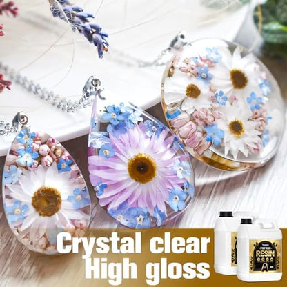 Teexpert Epoxy Resin Kit: 76OZ Casting Resin Crystal Clear Yellow Resistant Self Leveling for Art Craft DIY Jewelry Making with Pigment and Tools for Beginner Starter - Image 2