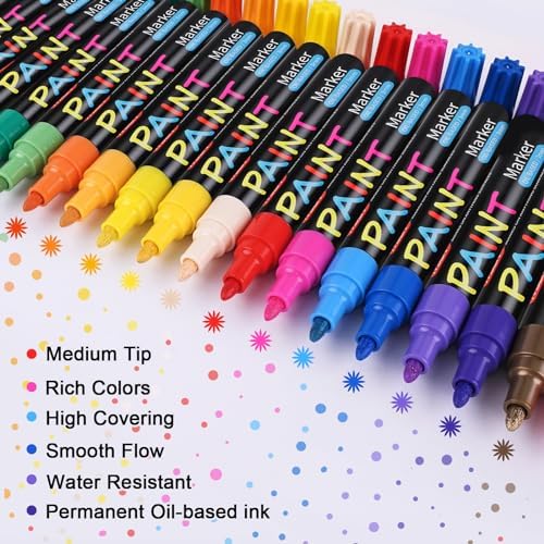 Wood Burning Kit 116Pcs with 20 Colors Paint Markers, Pyrography Pen 60W Adjustable Temperature, Painting Pens for Wood, Pumpkin, Leather, Gourd, DIY Craft Colo DIY Craft Coloring Art Setr - Image 7
