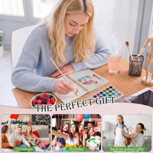 Landhoow Animals Watercolor Workbooks, Water Coloring Book for Adult Beginners 14 Animal Designs Friendly Painting Arts Crafts Exploration Gifts for Birthday Back to School - Image 7