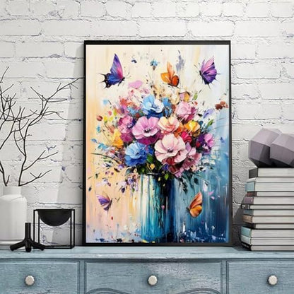 5DDIYART Butterfly Flower Paint by Numbers for Adults Beginner, Paint by Number Kits on Canvas, Paint by Easy Acrylic Oil Painting Home Wall Decor 16x20inch - Image 4