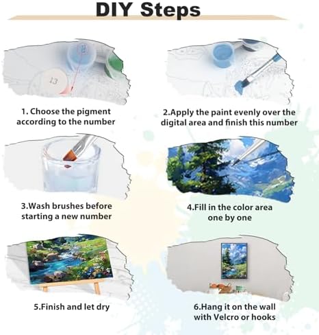 EOBROMD Framed Paint by Numbers Kits for Adults with Wooden Easel, Landscape Mountain DIY Acrylic Paint by Number on Stretched Canvas, Painting Kits Adults Oil by Numbers for Home Decor 10x14 Inch - Image 5