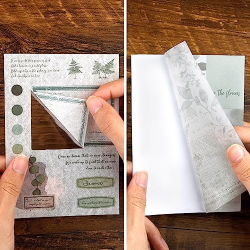 Dizdkizd Botanical Washi Stickers for Journaling, Ephemera Sticker Book for Junk Journal with 180pcs Plant Washi Stickers and 20 Adhesive Scrapbook Sticker Sheets, Vintage Scrapbooking Supplies - Image 3