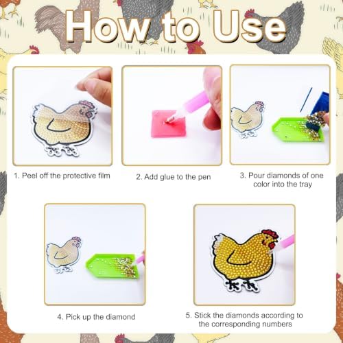 16 Pcs Chicken Diamond Painting Magnets Kits Diamond Art Fridge Magnet Refrigerator Sticker Diamond Painting kit for Beginners Adults DIY Art Craft Gifts Home Decors - Image 7