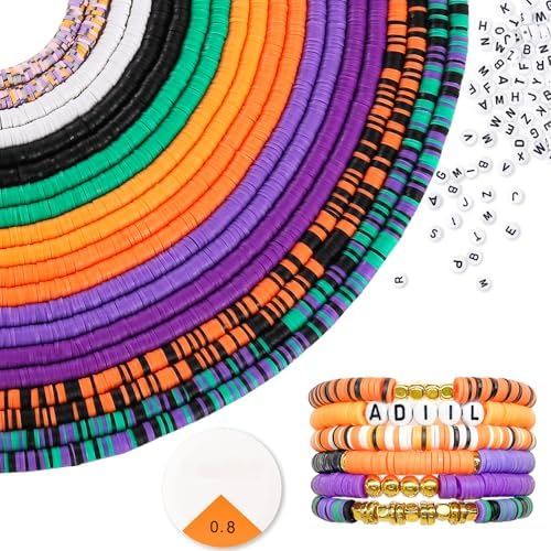 ADIIL 7200pcs Clay Beads Bracelet Making Kit, 6mm Polymer Heishi Beads for Jewelry Making, Friendship Bracelet Kit Birthday Gift for Adults Halloween by ADIIL