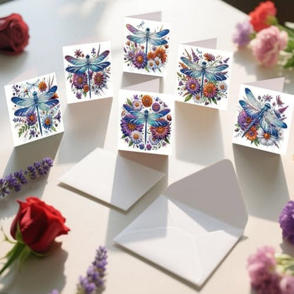 jinglinhh 6pcs Diamond Art Painting Dragonfly Daisy Flowers Greeting Cards with Envelopes, DIY Card Making Kits for Adults, Diamond Art Postcards Christmas Cards Craft Gifts - Image 6