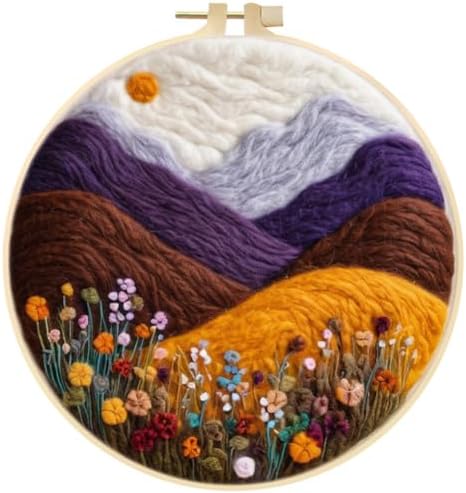 Wool Felt Painting Needle Felting Kit for Beginner Adult Flowers Landscape by Eforcase