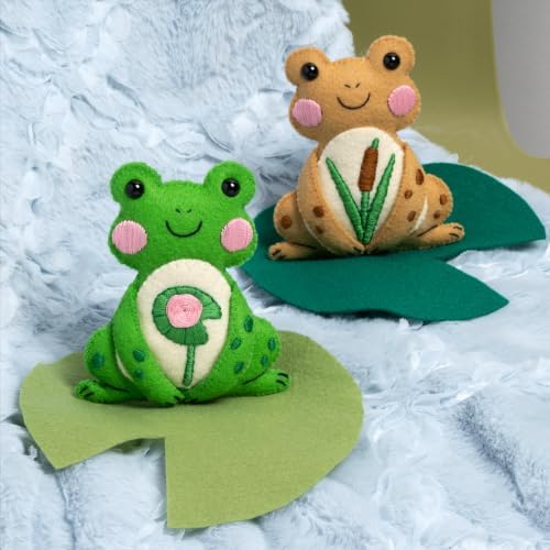 Bucilla, Felties Perfect Pairs Felt Embroidery Craft Kit, for DIY Arts and Crafts Projects, Pond Pals, Set of 2 - Image 4