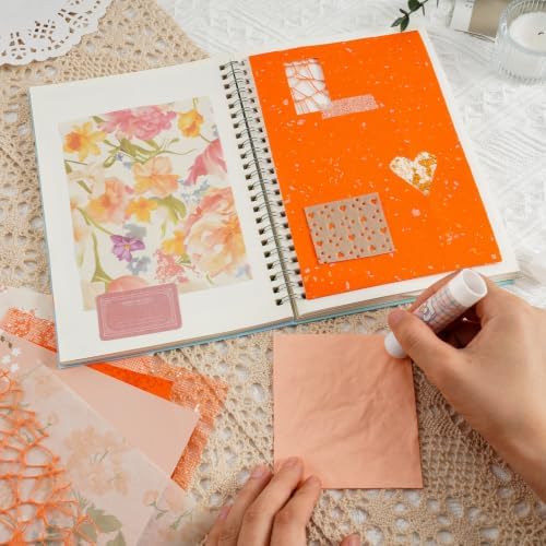 50 Sheets Orange Scrapbook Paper Textured Mesh Fabric Assorted - Image 6
