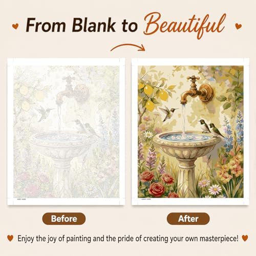 AUKELHJ Paint by Numbers Kit for Adults, Garden Hummingbird, 16X20 Inch - Image 4
