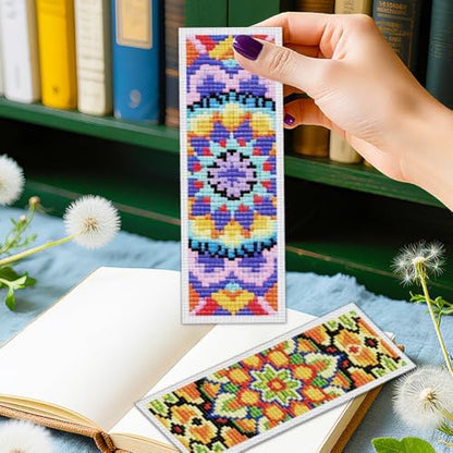 ORIGACH 6 Set Boho Mandala Cross Stitch Bookmark Kit for Beginner - Image 6