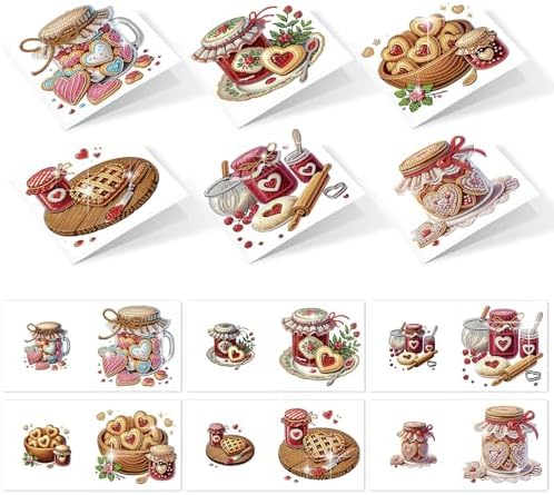 6pcs Diamond Painting Greeting Card with envelopes, DIY Jam Cookies Diamond Art Greeting Card for Blessing and Wish Special Shaped Arts Crafts for Christmas Birthday Thanksgiving Day Holiday by MVVMTOP