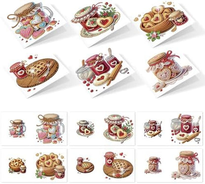 6pcs Diamond Painting Greeting Card with envelopes, DIY Jam Cookies Diamond Art Greeting Card for Blessing and Wish Special Shaped Arts Crafts for Christmas Birthday Thanksgiving Day Holiday by MVVMTOP