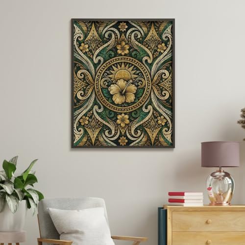 Bozfoxa Paint by Numbers Kit for Adults Beginner Green Ornate Flower - Image 4