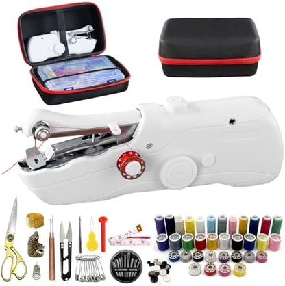 Handheld Sewing Machine with Black Storage Case and 109-Piece Sewing Kit, Mini Portable Cordless Hand Sewing Machine, Ideal for Adults & Beginners, Complete Set of Quick Home Clothing Repair Tools by Zasidler