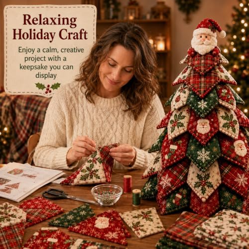 2026 New Christmas & Halloween DIY Quilted Fabric Tree Kit, 3D Layered Sewing Craft Set for Beginners, Christmas Tree Quilt Kit, Handmade Tabletop Holiday Decor, Gift for Craft Lover - Image 7