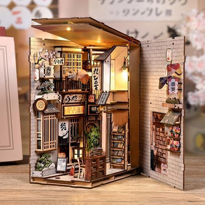 Book Nook Kit, Japanese Style Miniature Dollhouse with LED Lights - Image 4