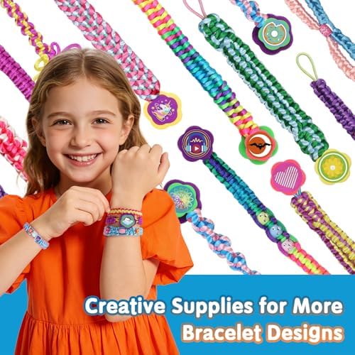 DDAI Friendship Bracelet Refill Pack for Kids 6+ – Bracelet Making Refill Supplies with Extra Cords, Charms & Stickers, DIY Arts and Craft Accessories - Image 5