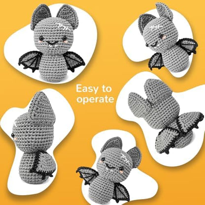 minimal beee Bat Crochet Kit for Beginners - DIY Halloween Craft Gift with Animal Yarn, Easy Knitting Supplies for Adults, Complete Starter Crochet Set with Needles & Instructions - Image 6