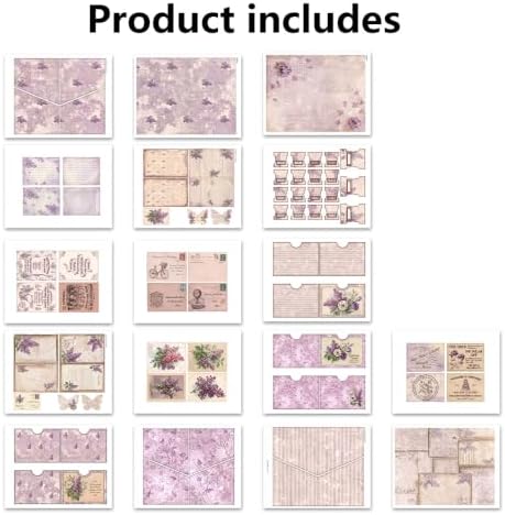 Lilac & Lace Reverie Junk Journal Folio Kit, Vintage Scrapbook DIY Handcraft Supplies, Creative Mini Folder & Booklet Making Set for Handmade Art Projects - Image 5