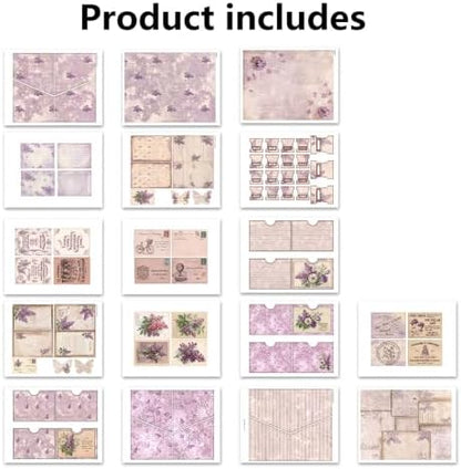 Lilac & Lace Reverie Junk Journal Folio Kit, Vintage Scrapbook DIY Handcraft Supplies, Creative Mini Folder & Booklet Making Set for Handmade Art Projects - Image 5