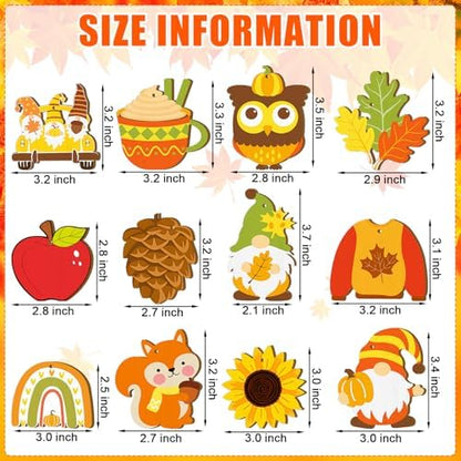 JellyArch 36 Pcs Thanksgiving Fall Wood Crafts Cutouts for Kids & Adults, Autumn Maple Leaf Blank Unfinished Wooden Slices, DIY Paint Ornaments Hanging Home Decorations for Boys Girls School Party - Image 3