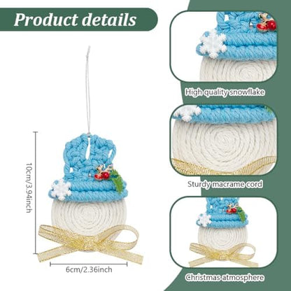 FREEBLOSS 4 Set Macrame Gnomes Kit Macrame Snowman DIY Macrame Christmas Tree Ornaments with Instruction Macrame Kits for Adults Beginners Macrame Decor for Christmas Macrame Craft Enthusiasts Gift - Image 5
