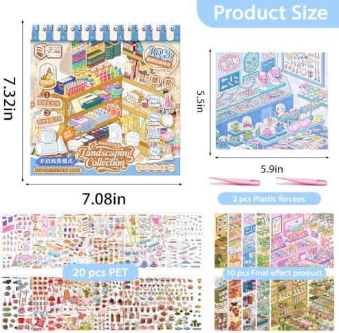 10 Sets 3D Big Size Stickers Scene Book DIY Room House Scenes Stickers Book - Image 2
