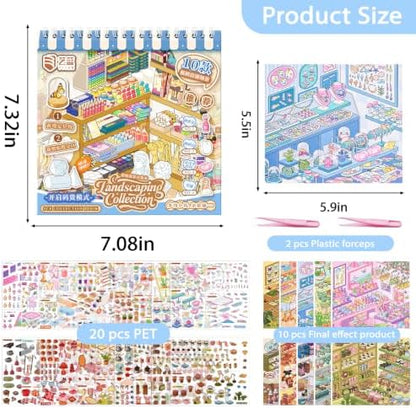 10 Sets 3D Big Size Stickers Scene Book DIY Room House Scenes Stickers Book - Image 2