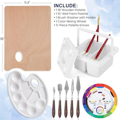 196Pcs Deluxe Artist Painting Set with French Easel, 48 Colors Acrylic & Oil Paints, 24 Colors Watercolor Paints, Art Paint Supplies for Artists, Beginner & Adults - Image 6