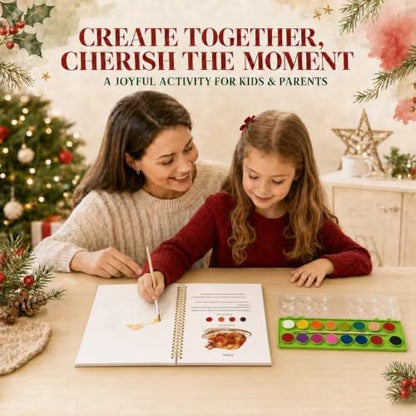 EIOLUIK Christmas Watercolor Workbook Set - 12 Paintings, 16 Paints, 3 Brushes - Image 6