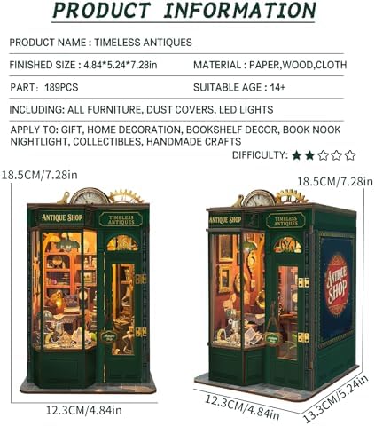 Spilay Book Nook Kit for Adults, Timeless Antiques DIY Miniature House Kit - Image 2