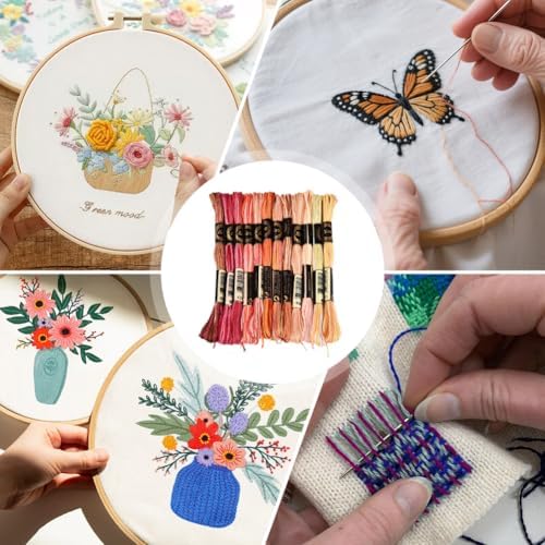 12 Skeins 105 Yards Cross Stitch Floss Colorful Embroidery Thread 6 Ply Variegated Friendship String Polyester Threads Bulk for Sewing Making Bracelets Clothes Stitching Decor Craft DIY - Image 5