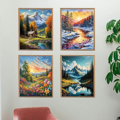 Lovepefe Mountain Paint by Numbers Kit for Adults and Kids Beginner 4 Pack Mountain Forest Adult Paint by Number Kits On Canvas DIY Oil Painting Kits for Gift Wall Decor 12x16 Inch - Image 3