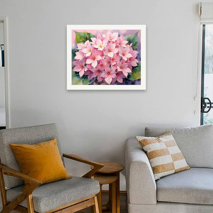 Floral Paint by Numbers Kit for Adults - DIY Pink Hydrangea Blossom Painting on Canvas 16x20 Inches, Acrylic Paint Set, Suitable for Beginners, Botanical Art for Home Decoration or Gifts - Image 4