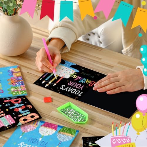 Saillong 24 Pack Black Happy Birthday Diamond Art Card with Envelopes - Image 2