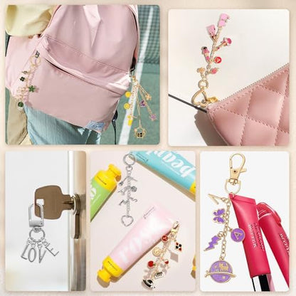 Zefy 552Pcs Charms Lipgloss Keychain Making Kit, DIY Bag Charm Gold Silver - Image 5