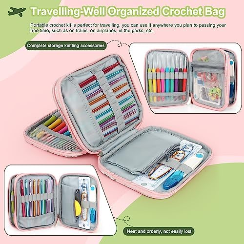 Katech Crochet Hooks Set with Case, 73-Piece Crochet Hooks Kit Knitting Accessories Ergonomic Aluminum Alloy Crochet Hook Colorful Crochet Needles for Making Socks, Gloves, Bag, Hat, Sweaters - Image 4