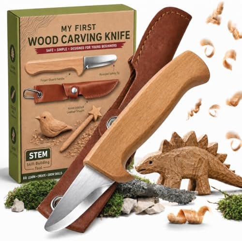 Whittling Knife for Kids, Safe Beginner Rounded Tip Wood Carving Knife by YourTrustedCompanionontheCarvingJourney
