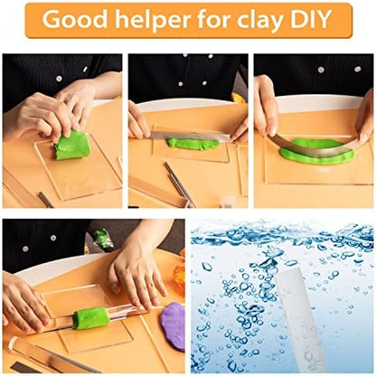 12 Pcs Polymer Clay Cutter Tools, Acrylic Roller for Polymer Clay, Acrylic Sheet Rectangle Shape, Clay Rolling Pin, Modeling Clay Carving Tools, Shaping Knife for Clay DIY, Earing Making, Jewelry - Image 5