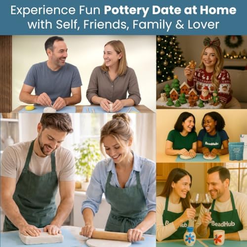 Pottery Kit for Beginners, 4.4LBS Air Dry Clay for Adults with Sculpting Tools, Paint, Glaze, 2kg Air-Dry Modeling Clay | Molding, Sculpt & Painting Set, Hobby Date Night DIY Art Craft Kits (White) - Image 2