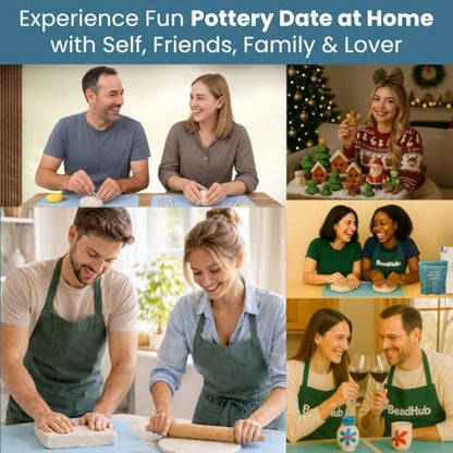 Pottery Kit for Beginners, 4.4LBS Air Dry Clay for Adults with Sculpting Tools, Paint, Glaze, 2kg Air-Dry Modeling Clay | Molding, Sculpt & Painting Set, Hobby Date Night DIY Art Craft Kits (White) - Image 2