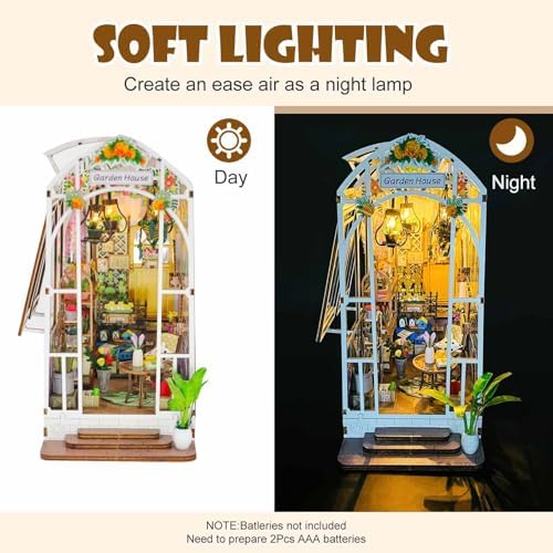 Book Nook Kit, 3D Wooden Puzzles Dollhouse with LED Light - Image 3