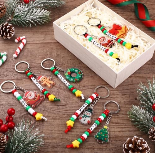 Landical 564 Pcs Christmas Keychain Making Kit DIY Name Bead Craft Colorful - Image 6