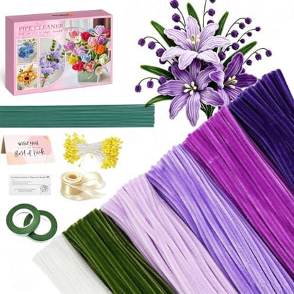 AHAMETON 620Pcs Purple Pipe Cleaners Flower Kit,Chenille Stems Craft by AHAMETON