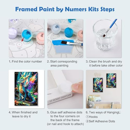 MOGTAA Dragon Paint by Numbers Kit for Adults Beginners with Frame, Flowers Adult Paint by Number Kits on Canvas with Easel, Easy DIY Animal Oil Painting Kits for Home Decor, 8x12in - Image 6