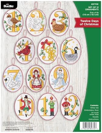 Bucilla Felt Applique 12 Piece Ornament Making Kit, Twelve Days of Christmas, Perfect for DIY Arts and Crafts Projects by Bucilla