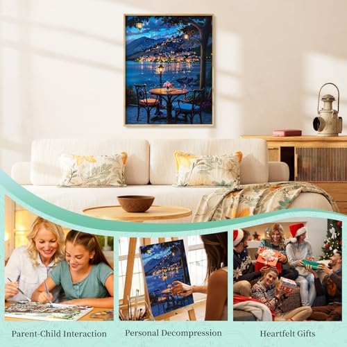 Paint by Numbers Kit for Adults, Night DIY Acrylic Painting Kit, 16x20 Inch - Image 7