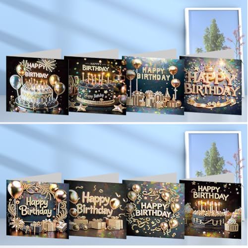 8PCS DIY Diamond Art Greeting Cards Birthday Congratulations Cards & Gifts - Image 5